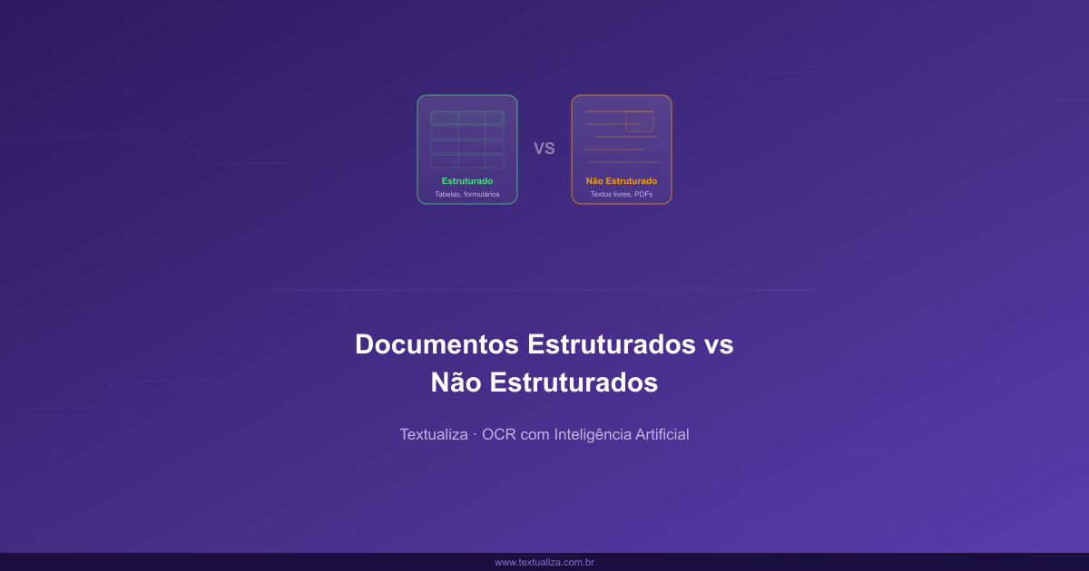 Comparação entre documentos estruturados e não estruturados com exemplos práticos