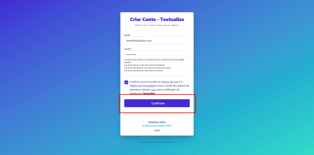 Formulário de cadastro